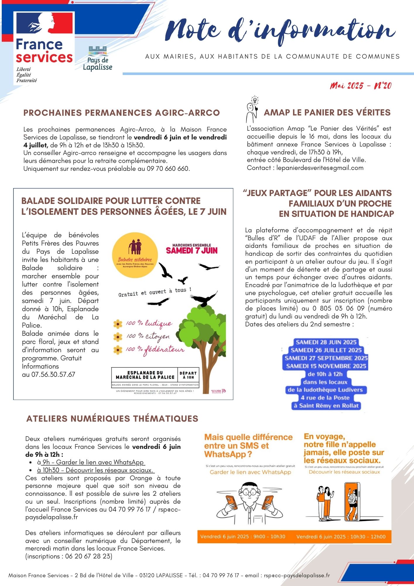 Lettre d'informations 2025 - N°20 Maison France Services Pays de Lapalisse 